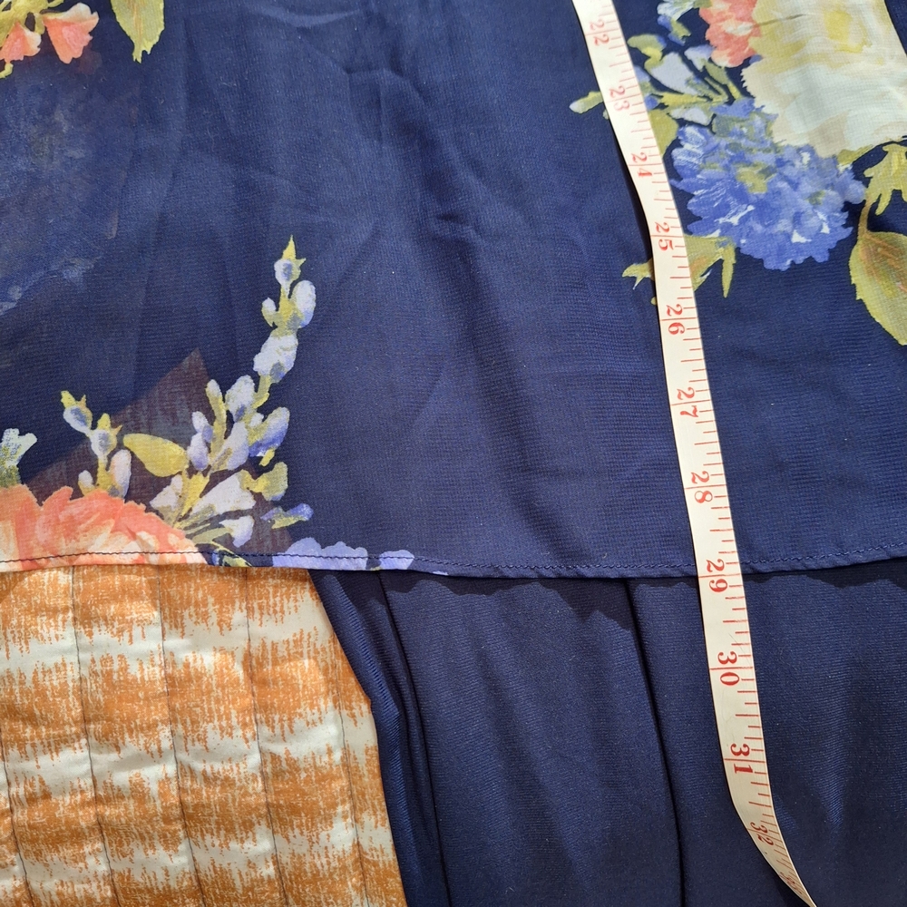 Sandra Darren Navy Dress with Floral Kimono Style Sheer Jacket - Picture 11 of 16